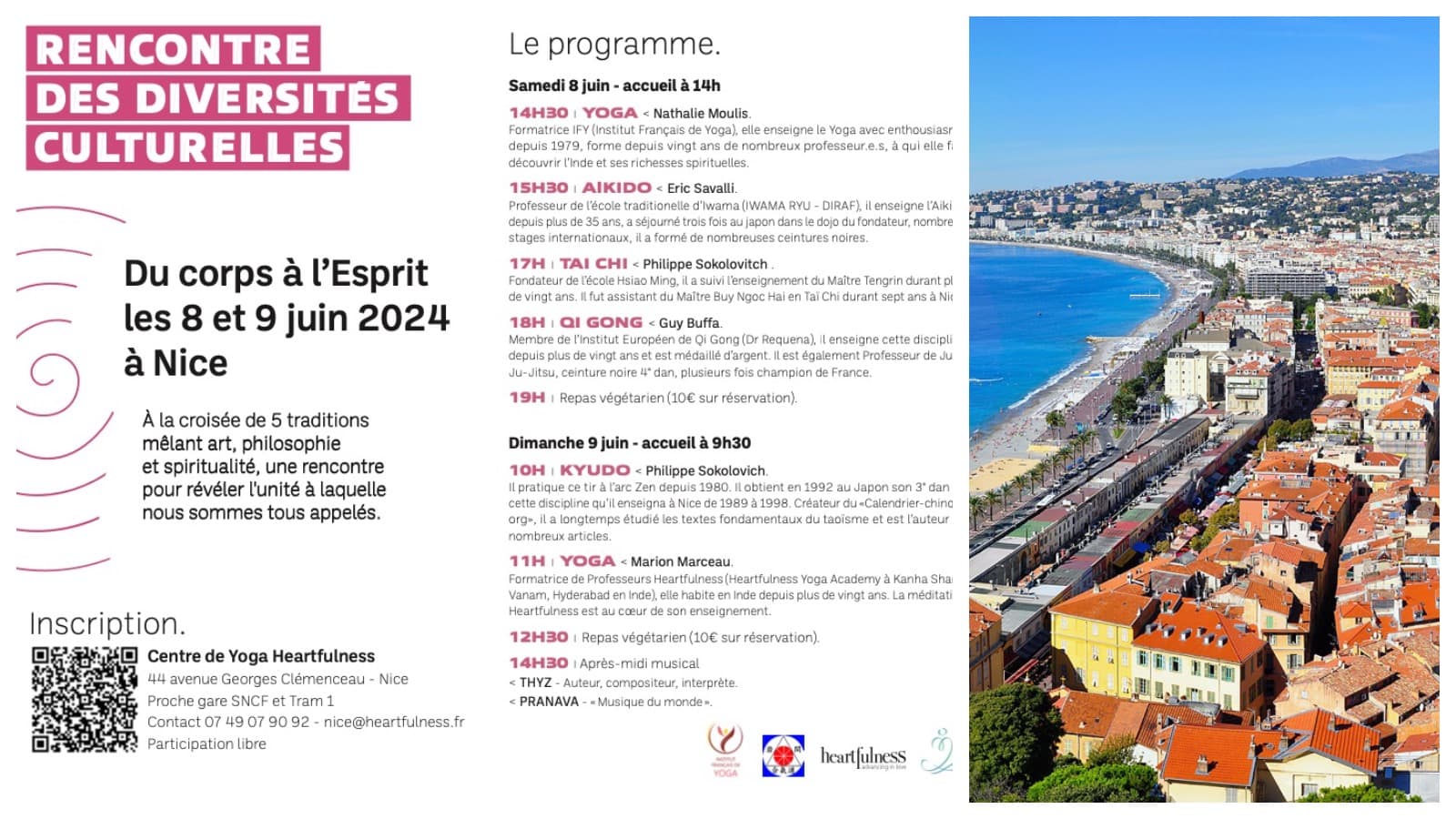Rencontre des diversités culturelles du corps à l’Esprit - 8 et 9 juin 2024 à Nice.